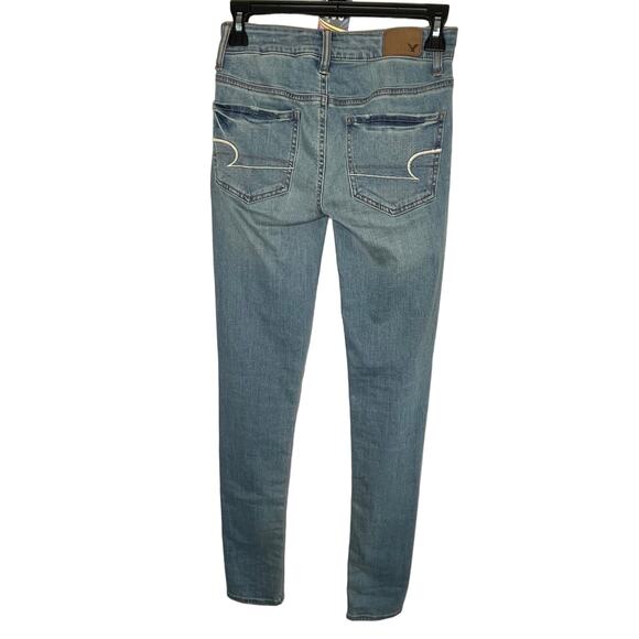 American Eagle NWT Size 00 Long Jegging Jeans Medium Wash Blue Skinny New - Picture 4 of 12